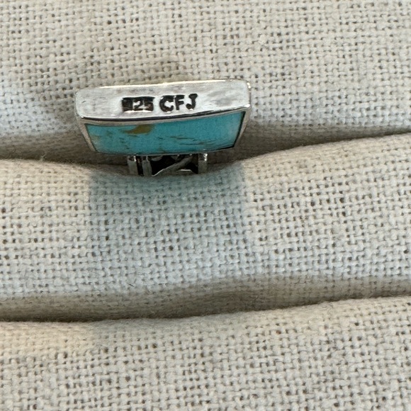 Sterling silver square shaped genuine turquoise pendant - Picture 2 of 5